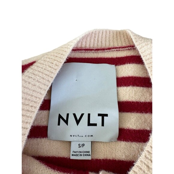 Anthropologie x NVLT Striped Knit Sweater Fisherman Coastal Cardigan Cozy Size S - Picture 11 of 11